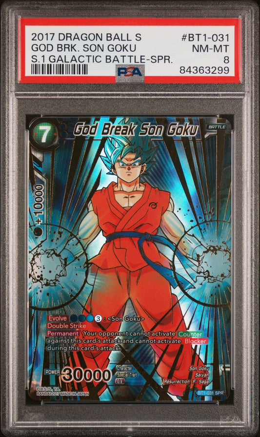God Break Son Goku BT1-031 SPR - Galactic Battle -  DBSCG - PSA 8