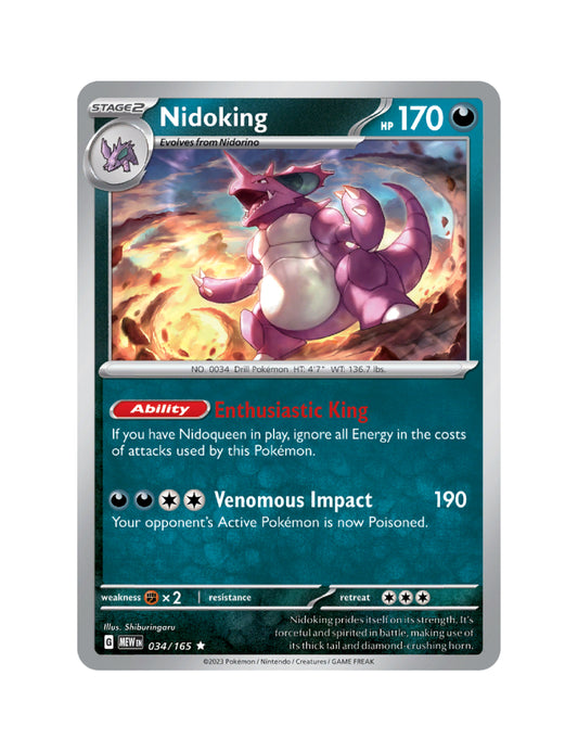 Nidoking - 034/165 - Pokemon 151 - Holo Rare