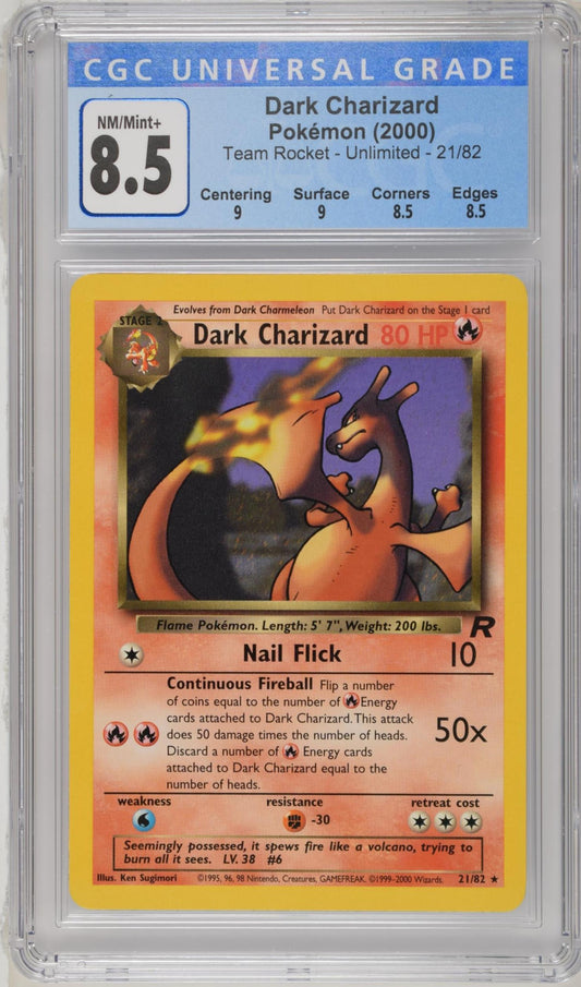 Dark Charizard 21/82 - Team Rocket - Unlimited - Pokemon 2000 - CGC 8.5