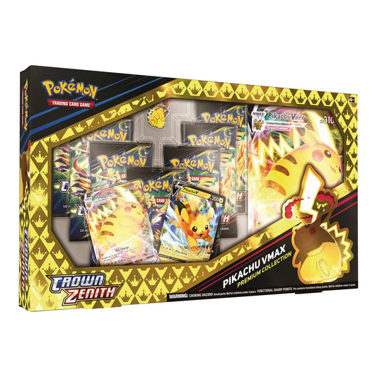Crown Zenith - Pikachu VMax - Special Premium Collection - 7 Booster Packs & Pin
